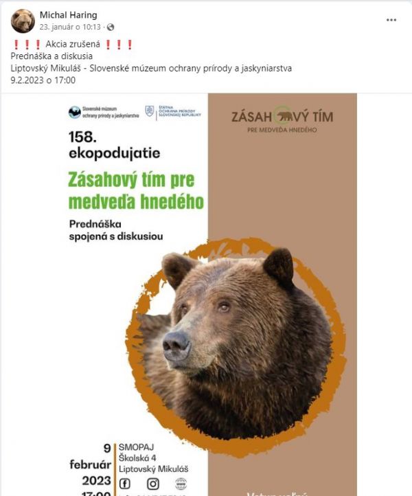 Ozn&aacute;menie o zru&scaron;en&iacute; predn&aacute;&scaron;ky na soci&aacute;lnej sieti 