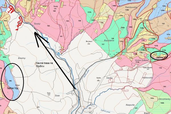 Mapka ťažby v Národnom parku Poloniny 