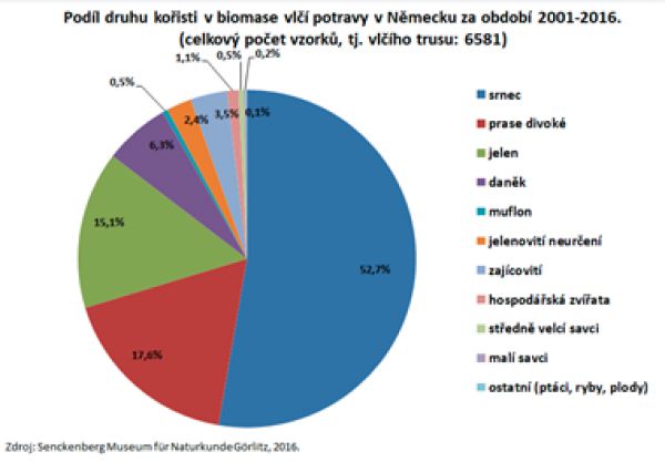 Graf o podiele koristi v potrave vlka