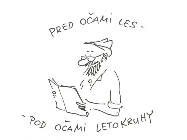 Vtipná kresba Ľubomíra Juhása o časopise LES a Letokruhy 