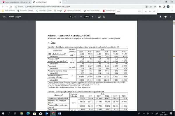 Tabuľka zo Zelenej správy 