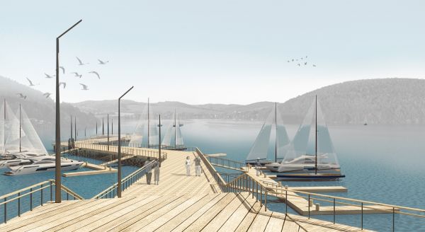 Súťažný návrh dreveného móla na Domaši 