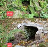 Jedna z obniven&yacute;ch kamenn&yacute;ch lesn&yacute;ch studničiek v bratislavskom lesoparku 